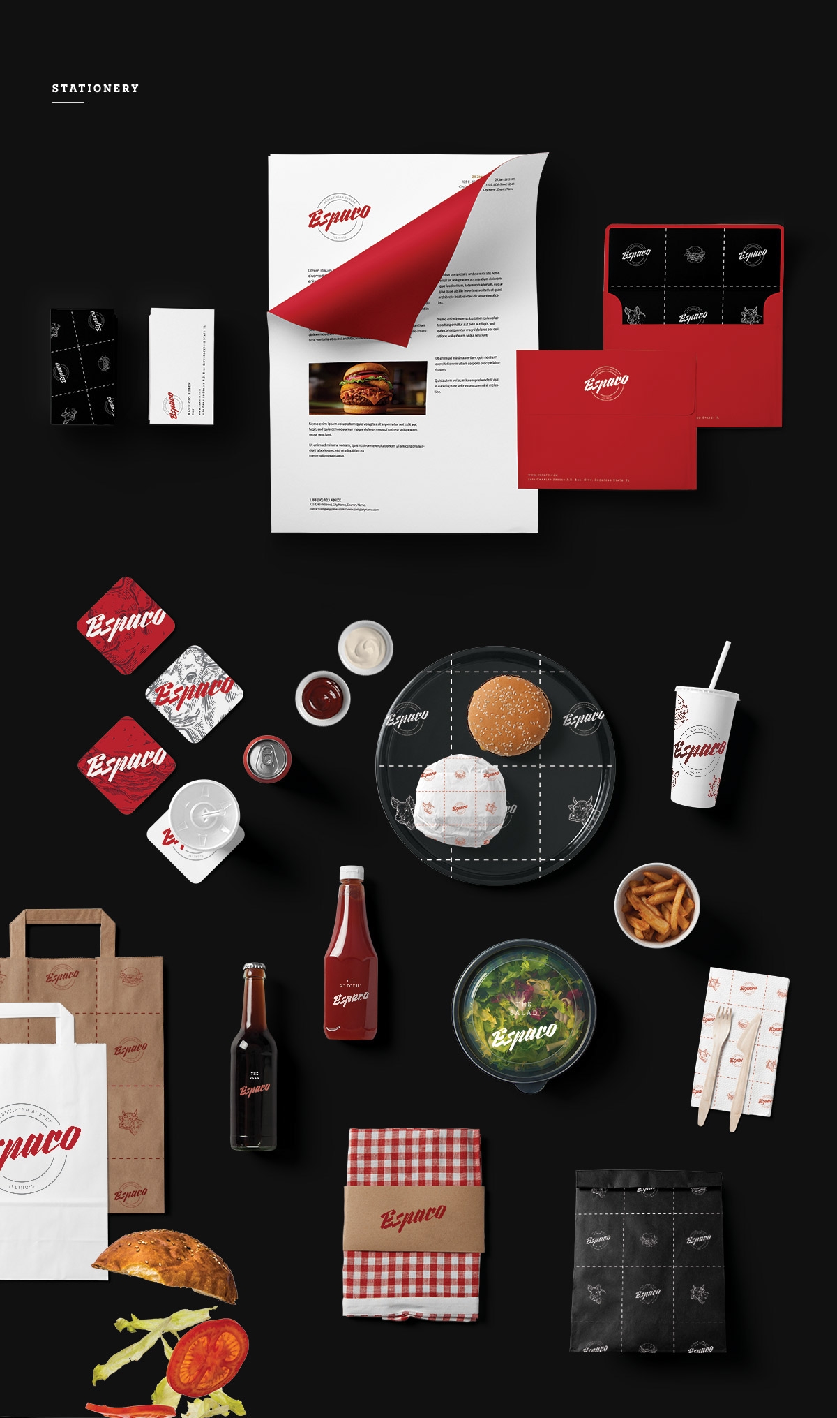 Espaco漢堡、薯條和飲料西餐店品牌包裝設(shè)計
