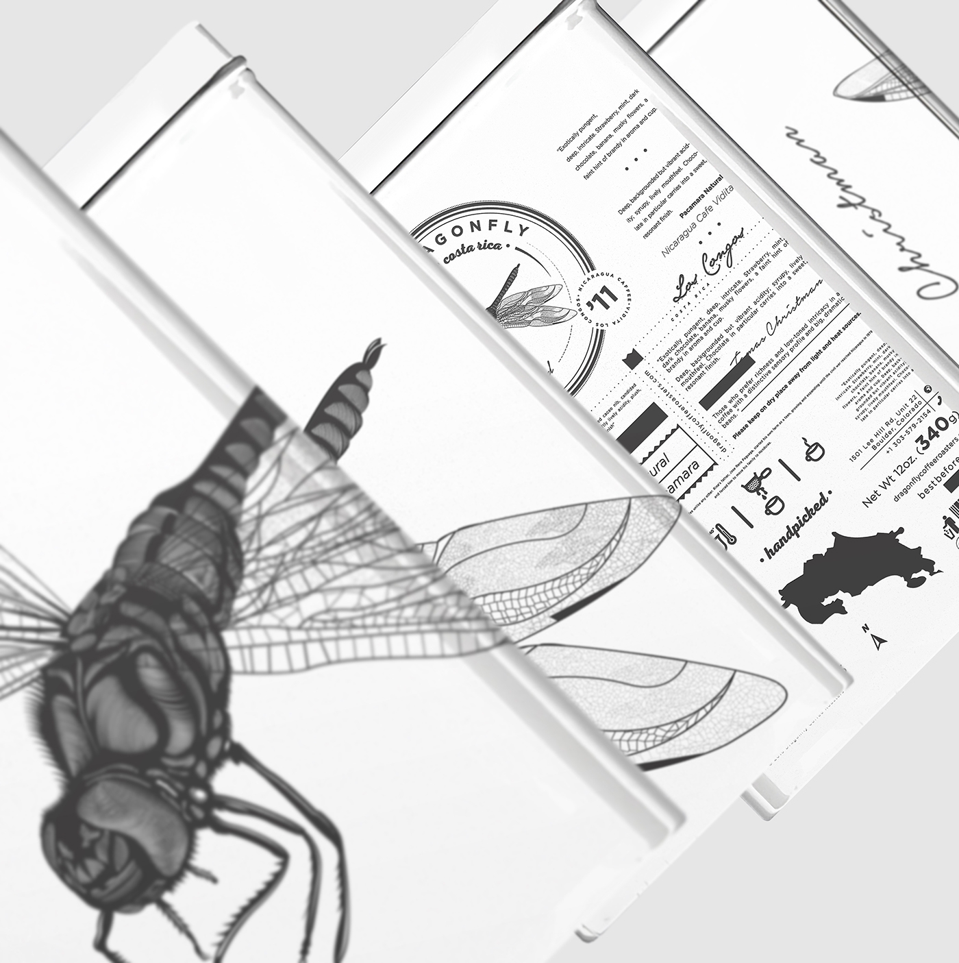 大自然的奇跡，蜻蜓主題的咖啡品牌包裝設計